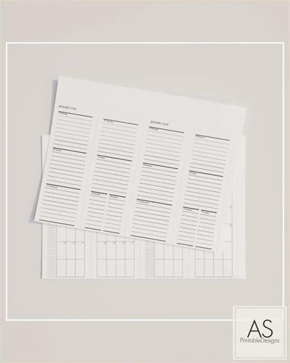 Editable Happy Planner Skinny Monthly & Weekly Inserts Printables 2/4 Per Page