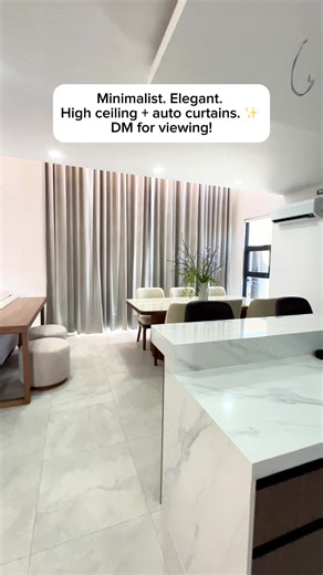 Minimalist. Elegant. High ceiling auto curtains. ✨ DM for viewing!