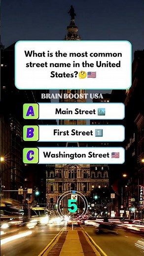 🏙️ “Almost every town has one!”what is the most common street name the United States#usaquiz #usa