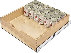 Rev-A-Shelf Standard Pullout Kitchen Cabinet Organizer and Drawer Box with Soft-Close for 24" Base and 20.75" W Cabinet Opening, Wood, 4WDB-21SC-1
