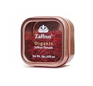 Zaffrus - Certified Organic Saffron Threads for Cooking Saffron Rice, Paella, Risotto, Soup, Desserts & Tea. (1 gram / .035 oz)