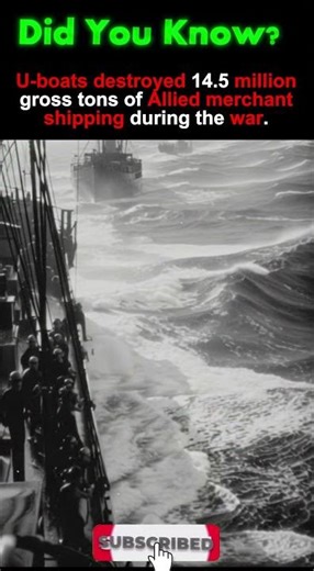U-Boats Sank 14.5 Million Tons of Allied Merchant Ships #WW2 #WorldWar2 #UBoat #BattleOfTheAtlantic