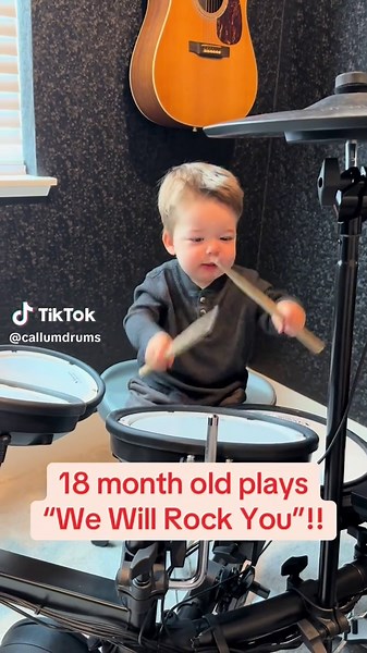 18-Month-Old Drummer Plays ‘We Will Rock You’