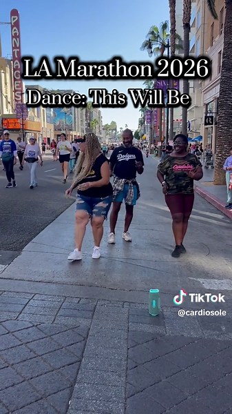 Literally in these LA streets spreading joy with my new happy line dance…. This Will Be! So many runners stopped and danced with us as we cheered them on. Where should we take this dance next??? Join the movement and learn it, see tutorial on my YouTube #thiswillbe #linedance #thiswillbelinedance #lamarathon #newdance