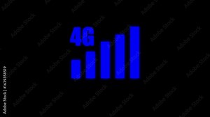 4G network speed signal Network Connectivity on Mobile Device. first network the word. with black background.