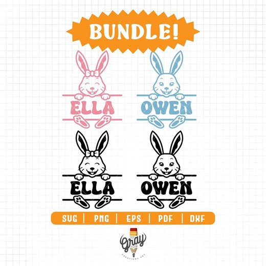 Easter Bunny Face SVG, Split Monogram Name Frame, Cute Bunny, Girl, Boy, T-shirt Design (digital Download) - Etsy