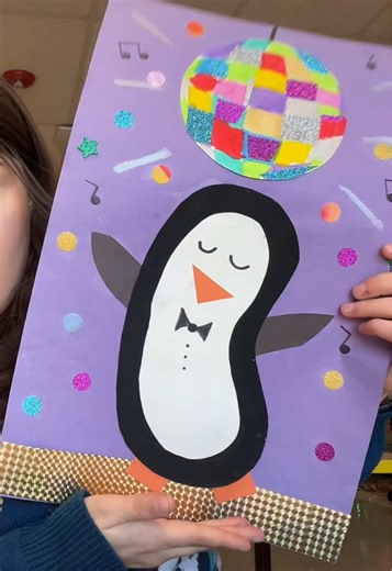 Engaging New Year's Art Lesson with Disco Penguin