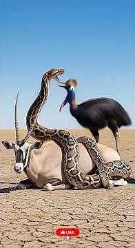 An oryx is attacked by a giant python until a cassowary appears ‼️ When nature restores balance