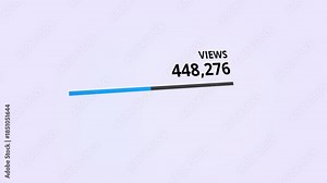 Counter views content to 1 million animation on white screen 4K Footage. Viral YouTube content, social media views counter