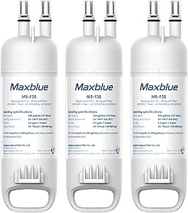 Maxblue W10295370A Replacement for Everydrop® Filter 1, Whirlpool® EDR1RXD1, EDR1RXD1B, P8RFWB2L, P4RFWB, Kenmore® 46-9081, 46-9930, MB-F38 Refrigerator Water Filter, 3 Filters (Package May Vary)