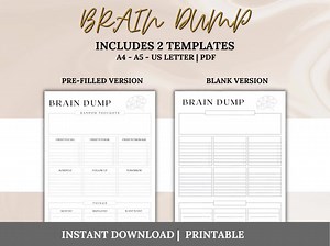 Printable Brain Dump Journal, Thought Organizer, Brain Dump Productivity Planner, ADHD Thought Journal, Organization Planner, - Etsy