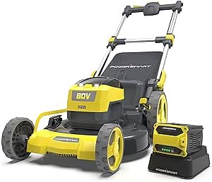PowerSmart 80V MAX Battery Push Lawn Mower, 21 Inch 3-in-1 with 6.0Ah Lithium-ion Battery and Charger (PS76821AP)