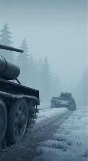 WW2 Tanks Advancing Through Snow