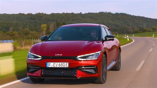 The new Kia EV6 in Runaway Red Driving Video