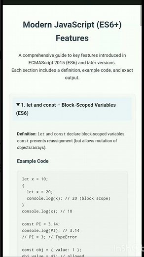 What Are Modern JavaScript ES6+ Features? Complete Guide with Examples