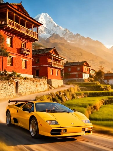 Driving a Lamborghini Diablo in Nepal's Scenic Villages