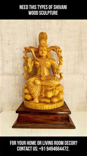 Beautiful Hand-Carved Wooden God Statue for Home Temple & Decor