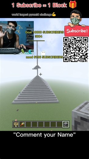 1 Sub = 1 Block 😳 Pyramid Challenge STARTS! | Hour 0 🧱🔥 #1Sub1Block #Minecraft #Gaming #Shorts