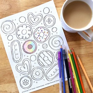 Doughnut Coloring Page - 100 Directions
