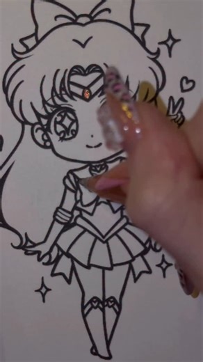 Sailor Venus, colored with Languo glitter pens #coloring #sailormoon #stationery #satisfying #aesthetic | Alba Leon Coloring Books