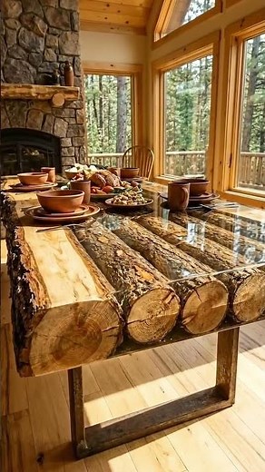 Live Edge Log Dining Table Build #epoxy #interiordesign #renovation