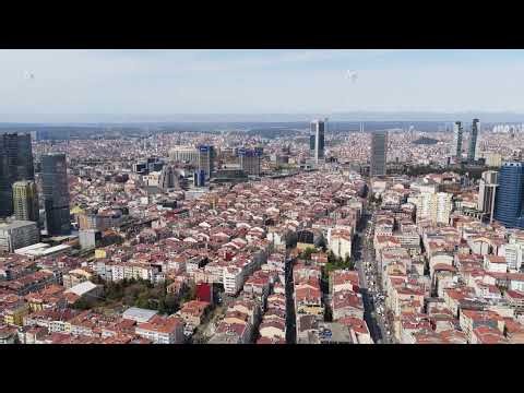 Istanbul Turkey cityscape with red roofs buildings and modern skyscrapers in background, captivating