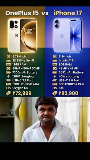 OnePlus 15 vs iPhone 17 — 2025 Ka Sabse Dangerous Comparison! 🔥📱 #iphone #oneplus #smartphone