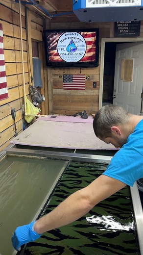 Hydro-dipping those old skool camos - Vietnam Tiger stripe onto stock #hydrographicfilm #supportlocalbusiness #asmr #shorts #reelsvideos | Angert's Hydrographics