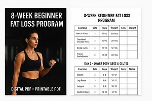 Programme d'entraînement minceur pour débutants de 8 semaines | Programme d'entraînement physique imprimable | Entraînement musculaire et routine cardiovasculaire - Etsy France