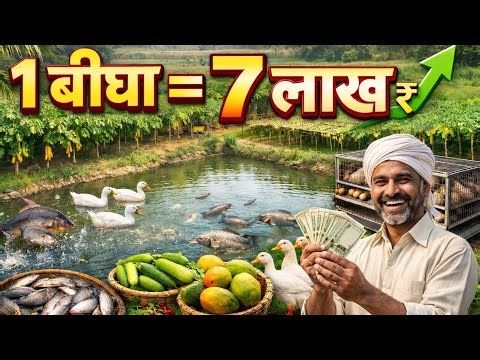 1 बीघा जमीन से 6-7 लाख कमाई | Integrated Farming Model | 8 इनकम सोर्स वाली स्मार्ट खेती ।