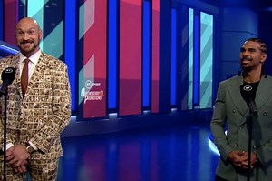 ON GOOD TERMS Tyson Fury reunites with old rival David Haye for funny interview on live TV about Deontay Wilder prediction