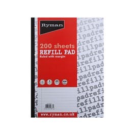Ryman Refill Pad A4 Ruled With Wide Margin 400 Pages 200 Sheets