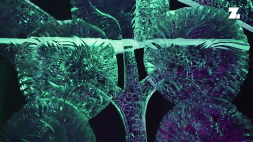 Kunst aus Eis am Fuß der Rocky Mountains