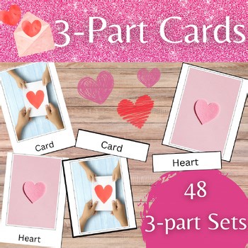 Valentine's Montessori 3-Part Cards — Early Vocabulary & Language Skills