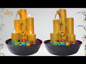 Waterfall fountain making from cement / wax candle with Waterfall fountain / recycle crafts