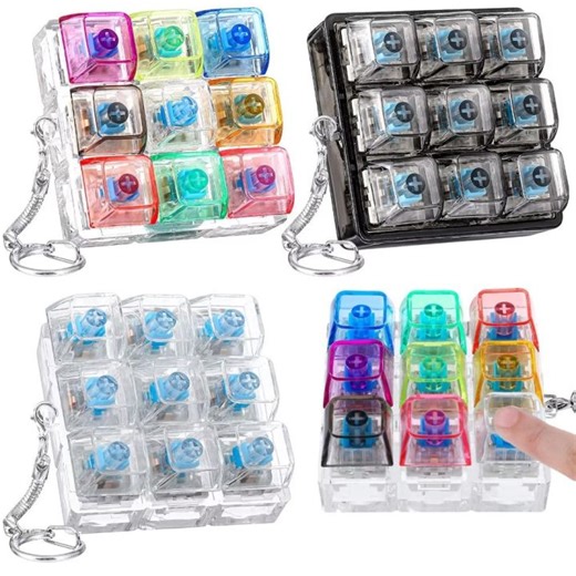GIORGIONE STORE Colorful Keycap LED Keyboard Key Toy 9 Keys Clear Clicker Decompression Fidget Keychain Relaxing Gentle Sound Button Finger Clicker Toys Anti-Stress | Lazada PH