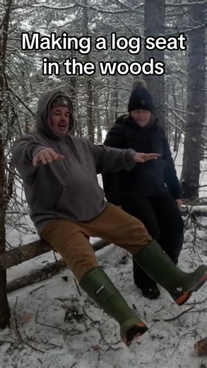 Making a log seat in the woods. #outdoors #inthewoods #shorttiktok