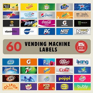 60 Vending Machine Label, High Quality Labels, Sparkling Water and Soda Pop Labels, Soft Drinks Vending Machine Labels,drinks Machine Labels - Etsy