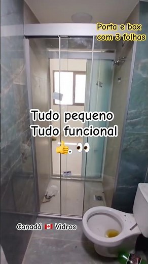 Divisória e Box de Vidro para Banheiro com 3 Folhas e 2 Portas de correr | banheiro pequeno