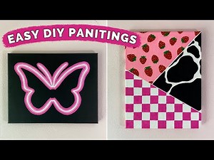 Easy Aesthetic DIY Painting Ideas | Neon Sign Painting & Geometric Pattern Painting