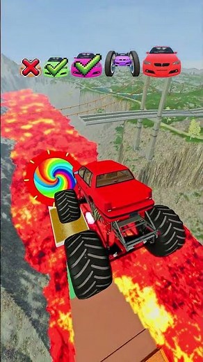 Big and Small Cars vs Jump Challenge - BeamNG.Drive #shorts