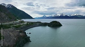 Beluga Point Site Along Turnagain Arm of Cook Inlet, near Seward Highway In Anchorage, Alaska. - aerial