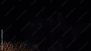 night time illumination singapore city holidays firework panorama 4k