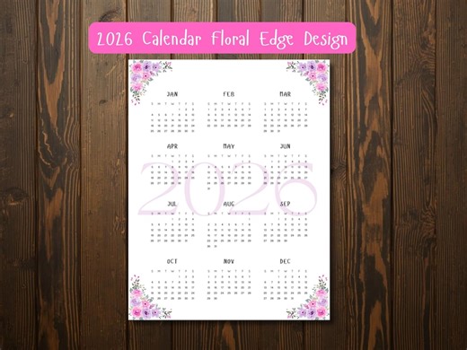 2026 One-page Calendar - Editable Canva Template   Print-ready - Etsy UK