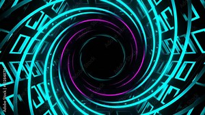 Cyan and Pink Neon Spiral in Hexagonal Lattice Background VJ Loop in 4K Stock Video