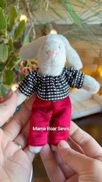 making Christmas pants for a bunny — sewing process