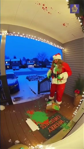 Santa Gets Drenched in Christmas Paint Explosion on Porch!