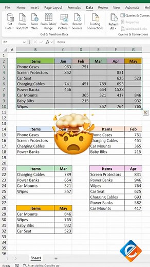 53K views · 549 reactions | Consolidate Data from Multiple Tables in Excel: Simplify Your Analysis! ✨ Streamline your data management by combining multiple tables into one with Excel’s Consolidate feature!  This powerful tool lets you summarize and analyze data effortlessly—perfect for creating comprehensive reports in seconds. Watch this tutorial to master it now!  #ExcelTips #DataConsolidation #SpreadsheetSkills #ExcelMagic | Excel Formulas Unleashed | Facebook