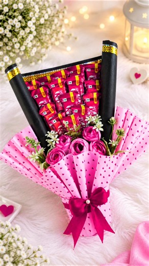 DIY KitKat Chocolate Bouquet 🍫🌹 | Beautiful Valentine’s Day Gift Idea 💞🎁 #Shorts #valentinesday #diy