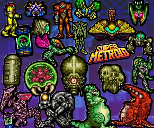 16-bit Sci-fi Game Sticker Pack – Retro Space Bounty Hunter Vinyl Stickers – Good & Bad Guys – Super Pixel Art Metroid - Etsy Canada